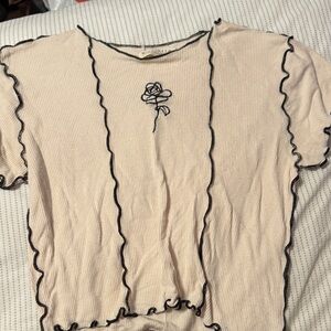 Women's Cream Top with Black Trim